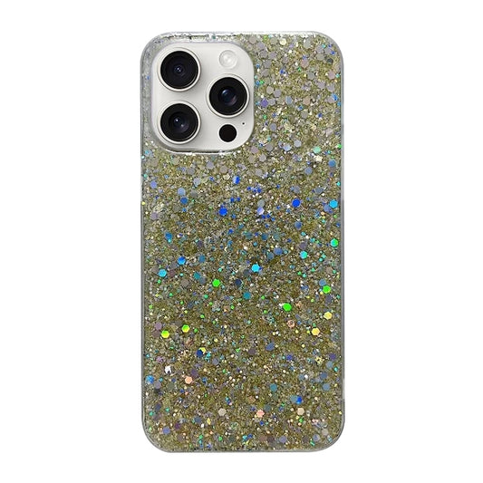 For iPhone 16 Pro Max Glitter Sequins Epoxy TPU Phone Case(Gold) by buy2fix