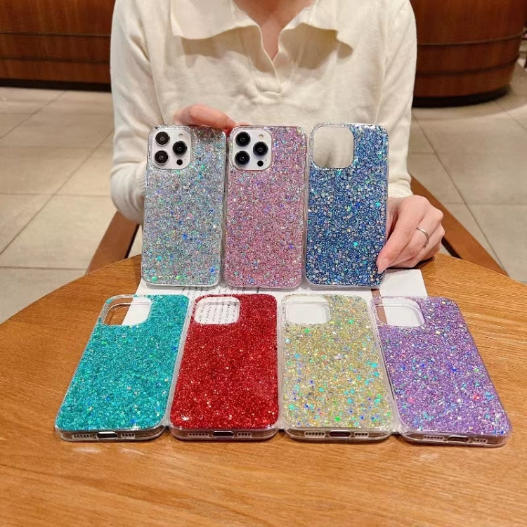 For iPhone 16e Glitter Sequins Epoxy TPU Phone Case(Purple) - iPhone 16e Cases by buy2fix | Online Shopping UK | buy2fix