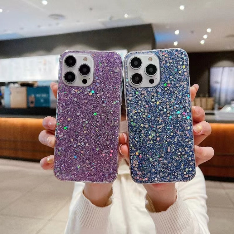 For iPhone 16 Pro Max Glitter Sequins Epoxy TPU Phone Case(Purple) by buy2fix
