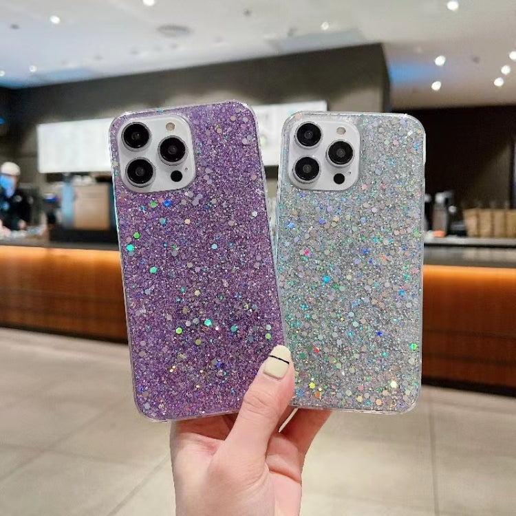For iPhone 16 Pro Glitter Sequins Epoxy TPU Phone Case(Purple) by buy2fix