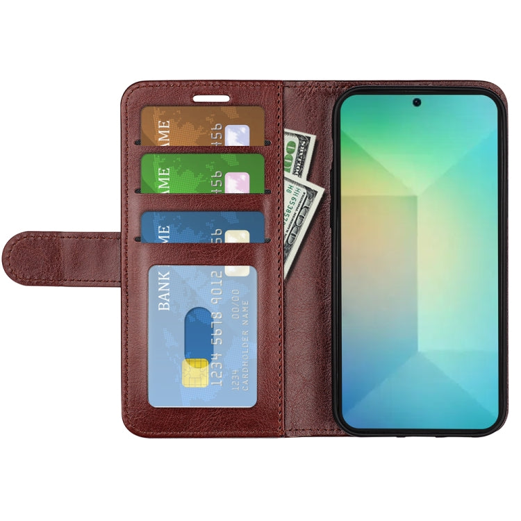 For Samsung Galaxy S25 5G R64 Texture Horizontal Flip Leather Phone Case(Brown) by buy2fix