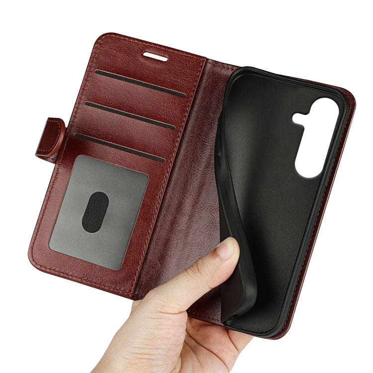 For Samsung Galaxy S25 5G R64 Texture Horizontal Flip Leather Phone Case(Brown) by buy2fix