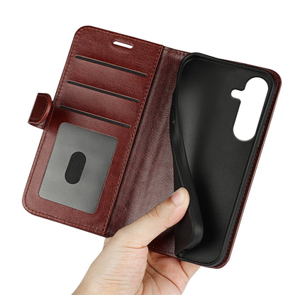 For Samsung Galaxy S25 5G R64 Texture Horizontal Flip Leather Phone Case(Brown) by buy2fix