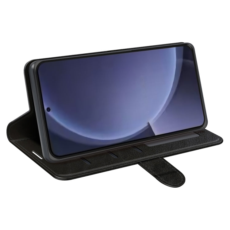 For Samsung Galaxy S25+ 5G R64 Texture Horizontal Flip Leather Phone Case(Black) by buy2fix