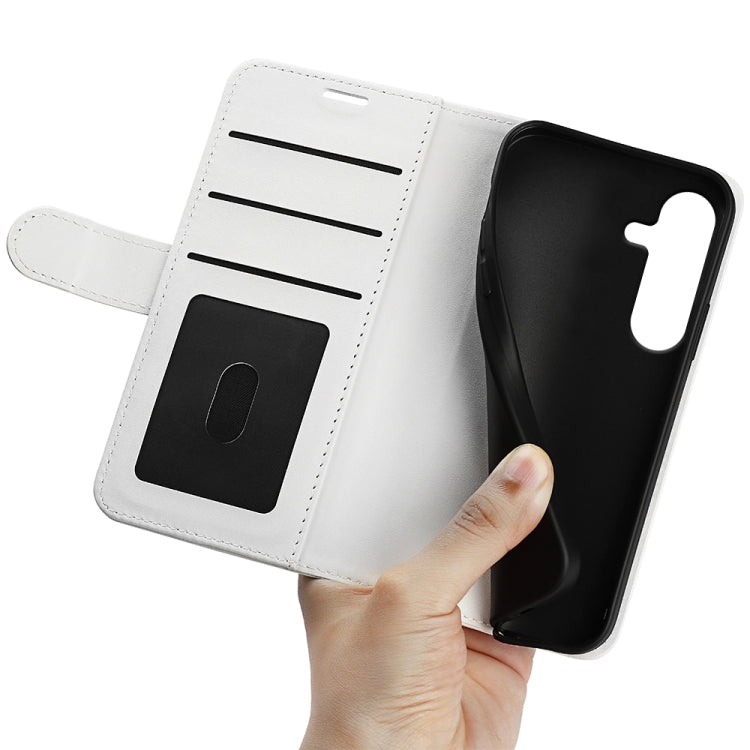 For Samsung Galaxy S25+ 5G R64 Texture Horizontal Flip Leather Phone Case(White) by buy2fix