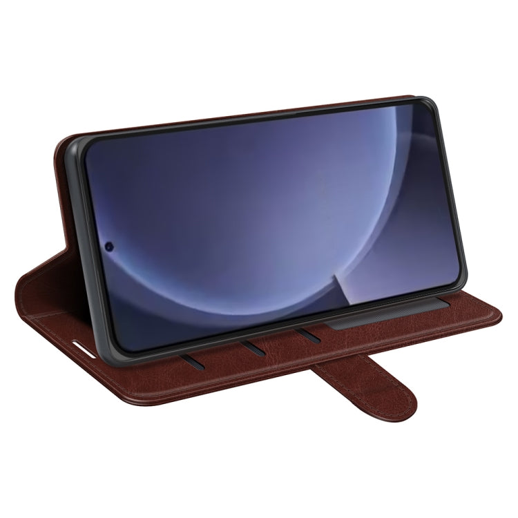 For Samsung Galaxy S25+ 5G R64 Texture Horizontal Flip Leather Phone Case(Brown) by buy2fix