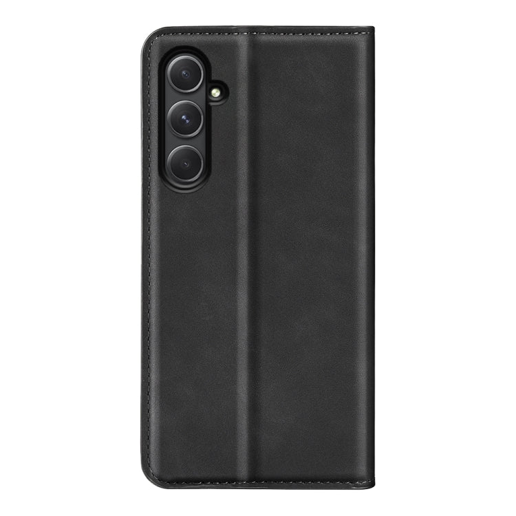 For Samsung Galaxy A55 Retro-skin Magnetic Suction Leather Phone Case(Black) by buy2fix