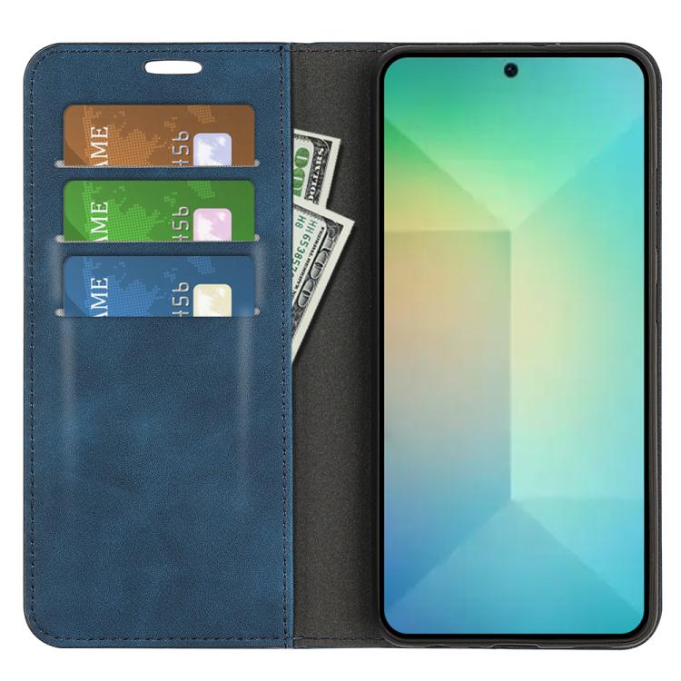 For Samsung Galaxy S25 5G Retro-skin Magnetic Suction Leather Phone Case(Dark Blue) by buy2fix