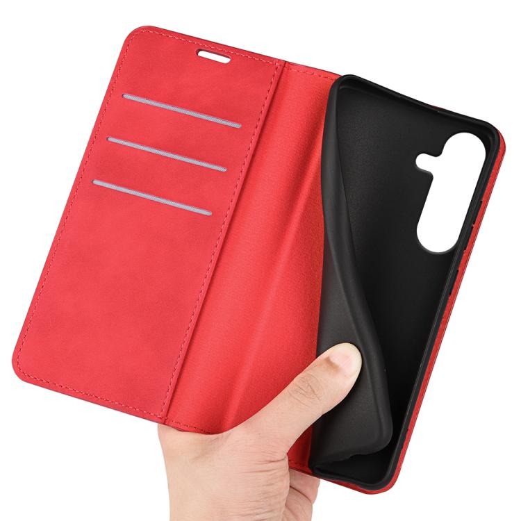 For Samsung Galaxy S25 5G Retro-skin Magnetic Suction Leather Phone Case(Red) by buy2fix