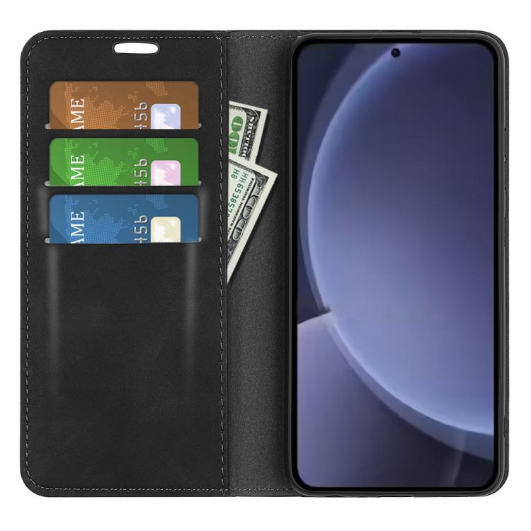 For Samsung Galaxy S25+ 5G Retro-skin Magnetic Suction Leather Phone Case(Black) by buy2fix