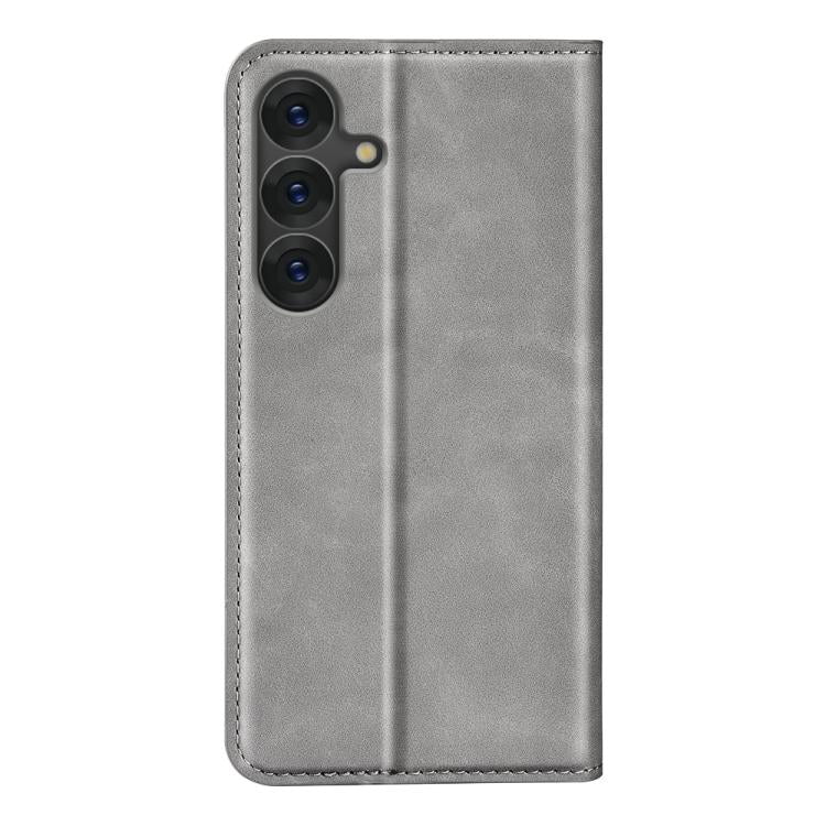 For Samsung Galaxy S25+ 5G Retro-skin Magnetic Suction Leather Phone Case(Grey) by buy2fix