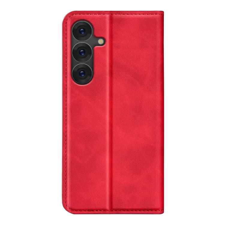 For Samsung Galaxy S25+ 5G Retro-skin Magnetic Suction Leather Phone Case(Red) by buy2fix