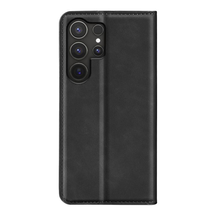 For Samsung Galaxy S25 Ultra 5G Retro-skin Magnetic Suction Leather Phone Case(Black) by buy2fix