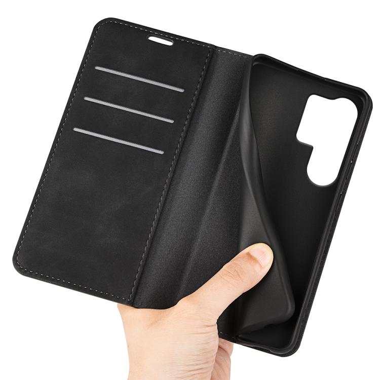 For Samsung Galaxy S25 Ultra 5G Retro-skin Magnetic Suction Leather Phone Case(Black) by buy2fix