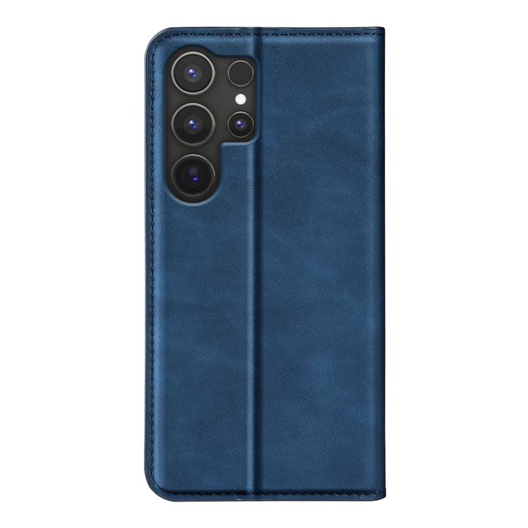 For Samsung Galaxy S25 Ultra 5G Retro-skin Magnetic Suction Leather Phone Case(Dark Blue) by buy2fix