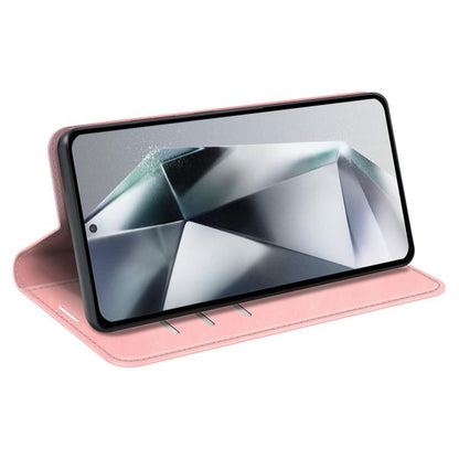 For Samsung Galaxy S25 Ultra 5G Retro-skin Magnetic Suction Leather Phone Case(Pink) by buy2fix