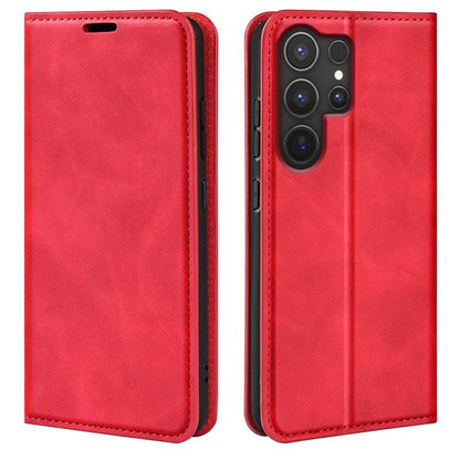 For Samsung Galaxy S25 Ultra 5G Retro-skin Magnetic Suction Leather Phone Case(Red) by buy2fix
