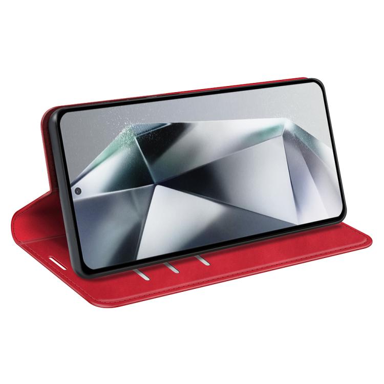 For Samsung Galaxy S25 Ultra 5G Retro-skin Magnetic Suction Leather Phone Case(Red) by buy2fix