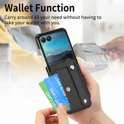 For Motorola Razr 40 Ultra Wristband Kickstand Card Wallet Back Cover Phone Case(Black) by buy2fix