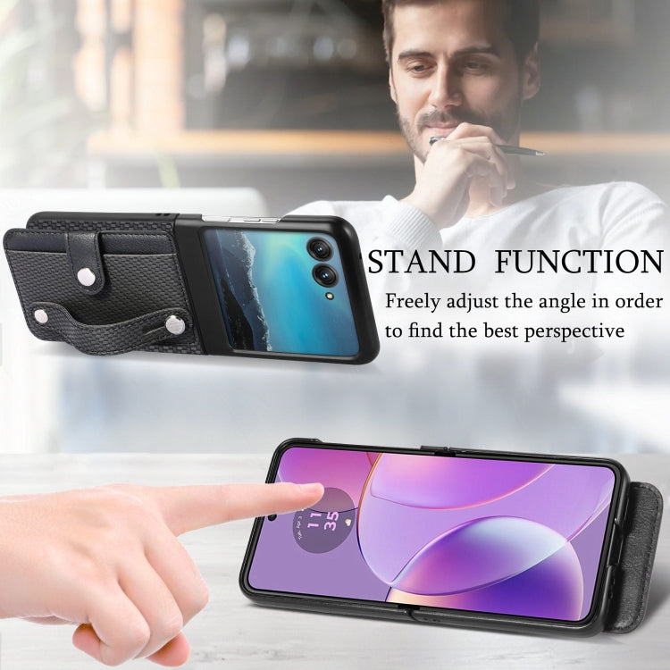 For Motorola Razr 40 Ultra Wristband Kickstand Card Wallet Back Cover Phone Case(Black) by buy2fix