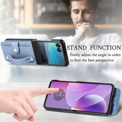 For Motorola Razr 40 Ultra Wristband Kickstand Card Wallet Back Cover Phone Case(Blue) by buy2fix