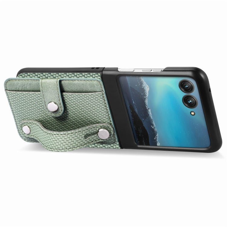 For Motorola Razr 40 Ultra Wristband Kickstand Card Wallet Back Cover Phone Case(Green) by buy2fix
