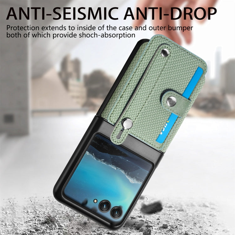 For Motorola Razr 40 Ultra Wristband Kickstand Card Wallet Back Cover Phone Case(Green) by buy2fix
