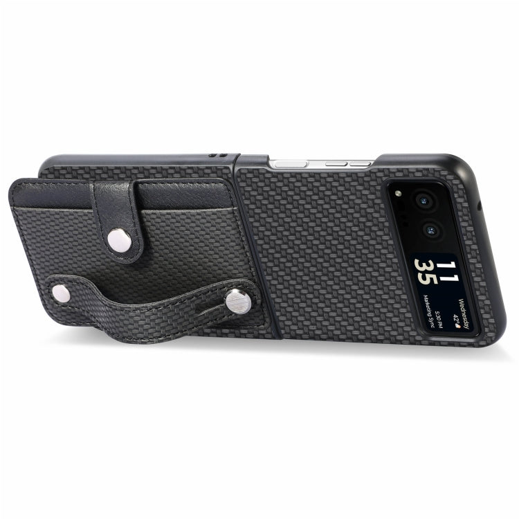 For Motorola Razr 40 Wristband Kickstand Card Wallet Back Cover Phone Case(Black) by buy2fix