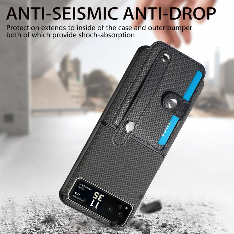 For Motorola Razr 40 Wristband Kickstand Card Wallet Back Cover Phone Case(Black) by buy2fix