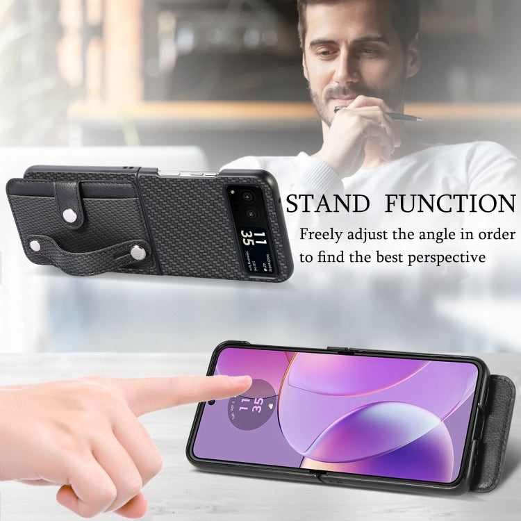 For Motorola Razr 40 Wristband Kickstand Card Wallet Back Cover Phone Case(Black) by buy2fix