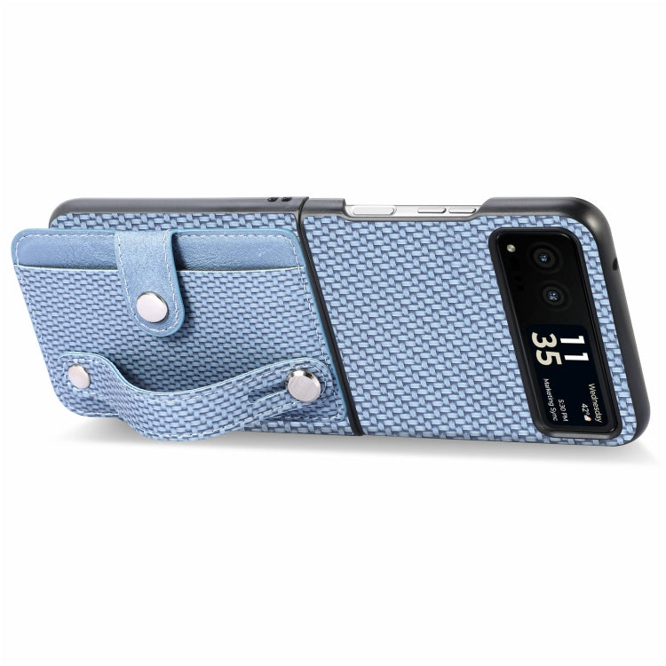 For Motorola Razr 40 Wristband Kickstand Card Wallet Back Cover Phone Case(Blue) by buy2fix