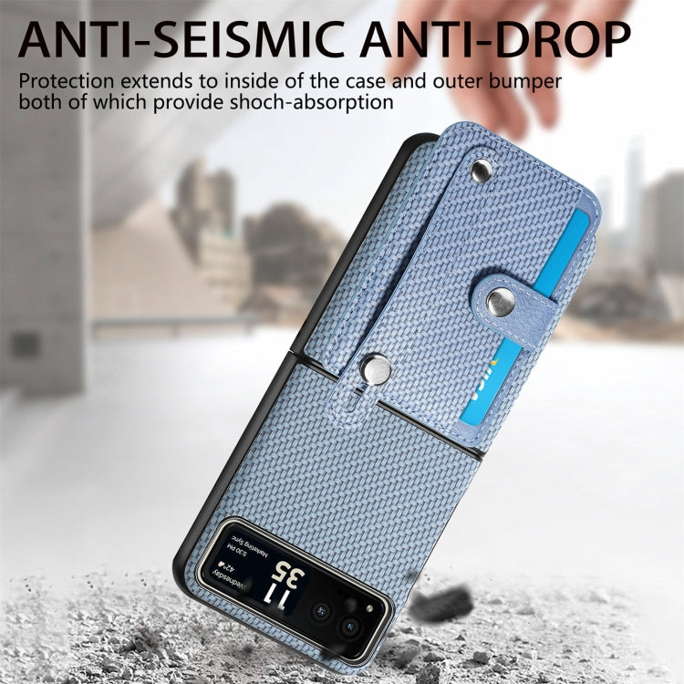 For Motorola Razr 40 Wristband Kickstand Card Wallet Back Cover Phone Case(Blue) by buy2fix