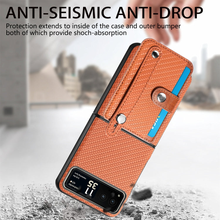 For Motorola Razr 40 Wristband Kickstand Card Wallet Back Cover Phone Case(Brown) by buy2fix