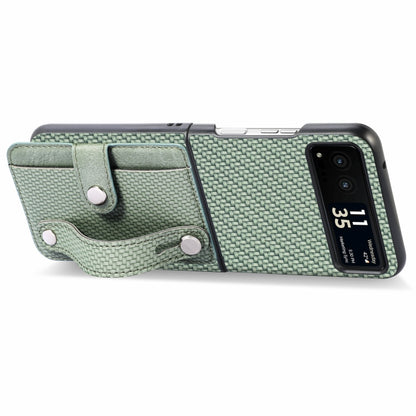 For Motorola Razr 40 Wristband Kickstand Card Wallet Back Cover Phone Case(Green) by buy2fix