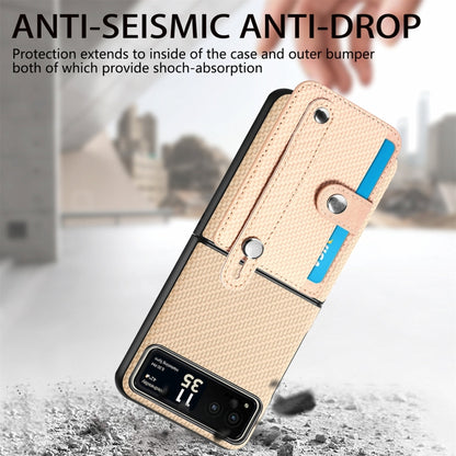 For Motorola Razr 40 Wristband Kickstand Card Wallet Back Cover Phone Case(Khaki) by buy2fix