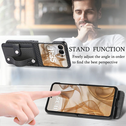 For Motorola Razr 50 Ultra Wristband Kickstand Card Wallet Back Cover Phone Case(Black) by buy2fix