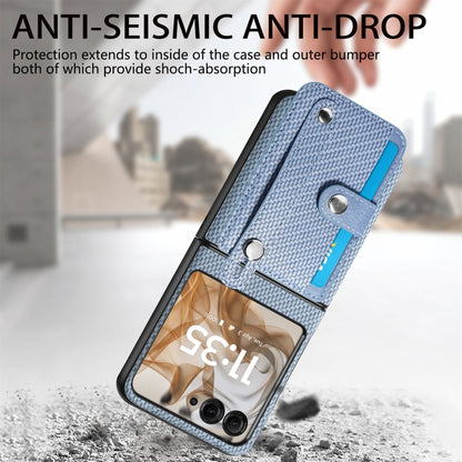 For Motorola Razr 50 Ultra Wristband Kickstand Card Wallet Back Cover Phone Case(Blue) by buy2fix