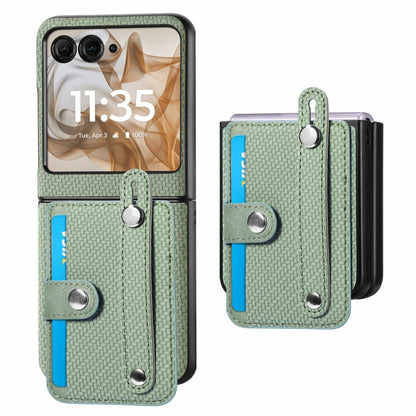 For Motorola Razr 50 Ultra Wristband Kickstand Card Wallet Back Cover Phone Case(Green) by buy2fix