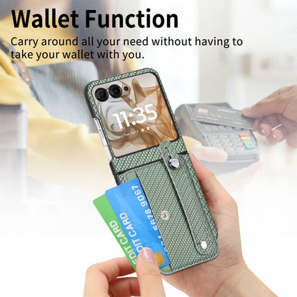 For Motorola Razr 50 Ultra Wristband Kickstand Card Wallet Back Cover Phone Case(Green) by buy2fix