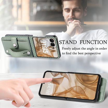 For Motorola Razr 50 Ultra Wristband Kickstand Card Wallet Back Cover Phone Case(Green) by buy2fix