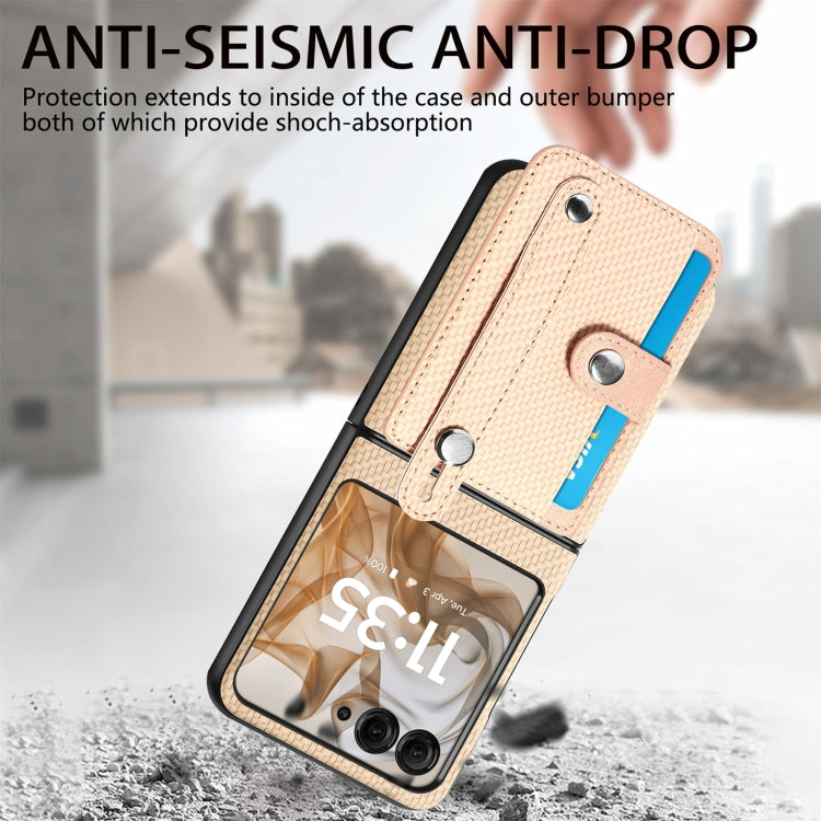 For Motorola Razr 50 Ultra Wristband Kickstand Card Wallet Back Cover Phone Case(Khaki) by buy2fix