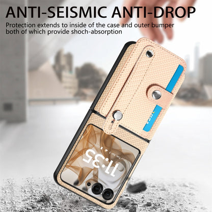 For Motorola Razr 50 Ultra Wristband Kickstand Card Wallet Back Cover Phone Case(Khaki) by buy2fix