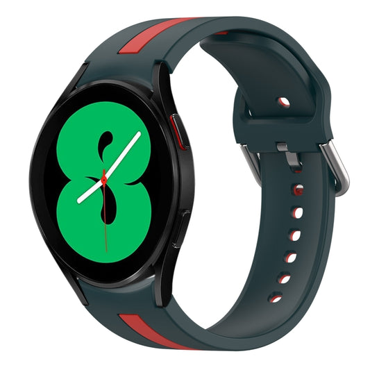 For Samsung Galaxy Watch 4 44mm Two-Color Silicone Watch Band(Dark Green+Red) - Watch Bands by buy2fix | Online Shopping UK | buy2fix