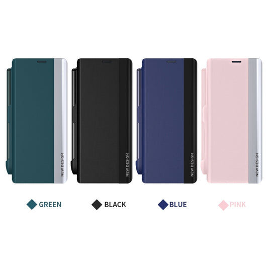 For  Samsung Galaxy Z Fold 5   5G Side Electroplating Adsorption Ultra-thin Leather Phone Case with Pen(Green) - Galaxy Z Fold5 Cases by buy2fix | Online Shopping UK | buy2fix