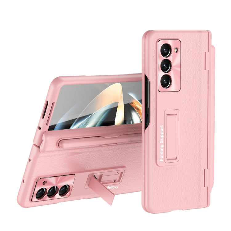 For  Samsung Galaxy Z Fold5 5G Integrated Folding Hinge Leather Phone Case, No Pen(Pink) - Galaxy Z Fold5 Cases by buy2fix | Online Shopping UK | buy2fix