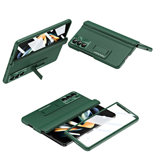 For Samsung Galaxy Z Fold5 5G Shell-membrane Integrated Hinge All-around Leather Folding Phone Case(Green) - Galaxy Z Fold5 Cases by buy2fix | Online Shopping UK | buy2fix
