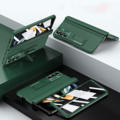 For Samsung Galaxy Z Fold5 5G Shell-membrane Integrated Hinge All-around Leather Folding Phone Case(Green) - Galaxy Z Fold5 Cases by buy2fix | Online Shopping UK | buy2fix