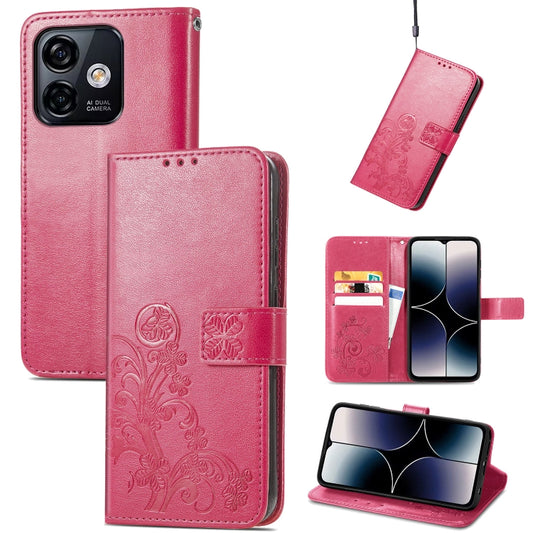 For Ulefone Note 16 Pro Four-leaf Clasp Embossed Buckle Leather Phone Case(Magent) by buy2fix