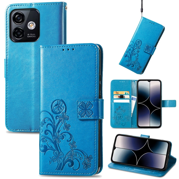 For Ulefone Note 16 Pro Four-leaf Clasp Embossed Buckle Leather Phone Case(Blue) by buy2fix