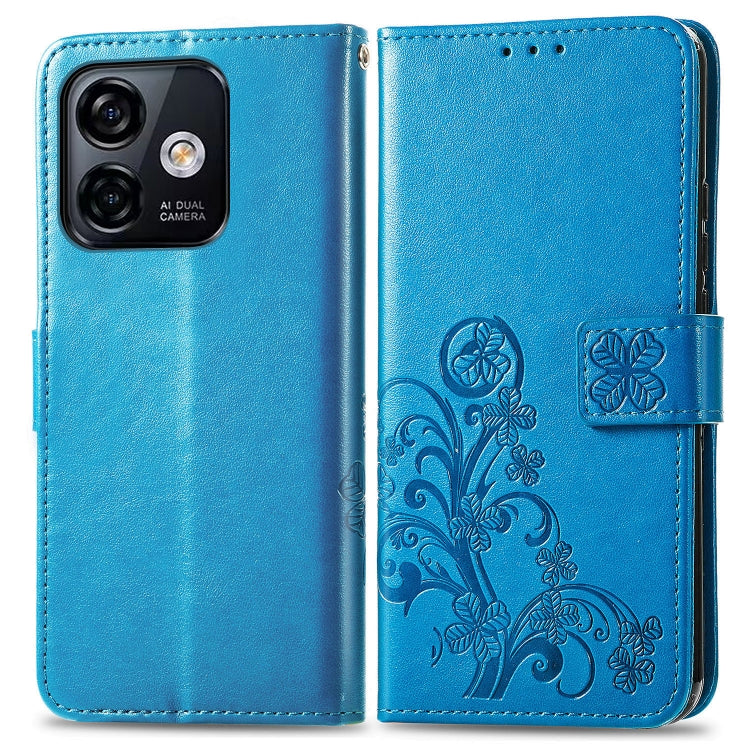 For Ulefone Note 16 Pro Four-leaf Clasp Embossed Buckle Leather Phone Case(Blue) by buy2fix